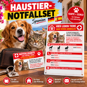 Haustier-Notfallset Spanien – Karte + Hausschild